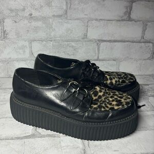 Vintage Y2K morbid threads platforms leopard print size 10 women